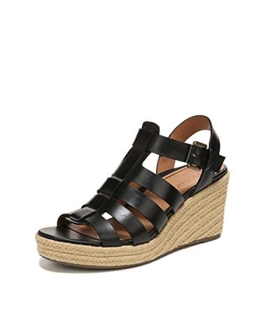 Vionic Women's Capri Jaylah Wedge-Leather Strappy Platform Sandals with Orthotic Insole Arch Support Medium Fit Women's Sandals Sizes 5-11 8 Black