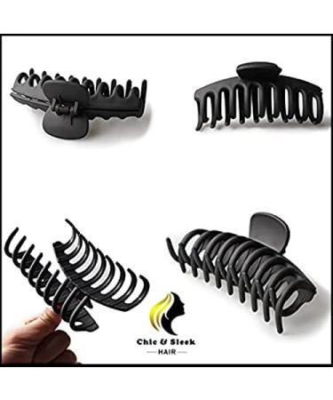 Chic & Sleek 4 Inch Hair Claw Clip for Thick Hair - Strong Hold Non-Slip Styling Accessory for Women & Girls (Black) - Buy Online on GoSupps.com