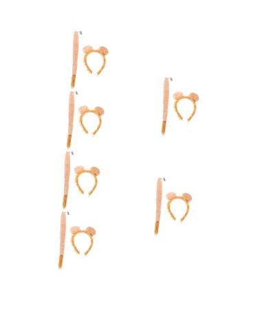 HONMEET 6 Sets Lion Headband Set Therian Animal Headbands with Ears Animal Fancy Dress Animal Headband and Tail Lion Tail Cosplay Costume Animals Cosplay Prop Headband Hat Fabric