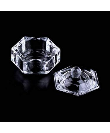 Nail Art Acrylic Crystal Glass Dappen Dish Bowl Cup with Cap Liquid Glitter Powder Caviar Nail Styling Tools
