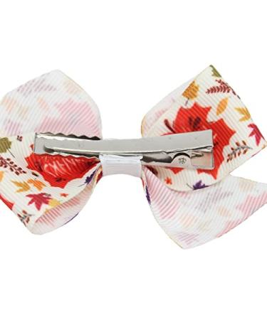 Thanksgiving Hair Bows Clips | Pumpkin & Maple Leaves Hair Accessories | Girls Toddlers Kids | 6 Pcs - Buy Online on GoSupps.com