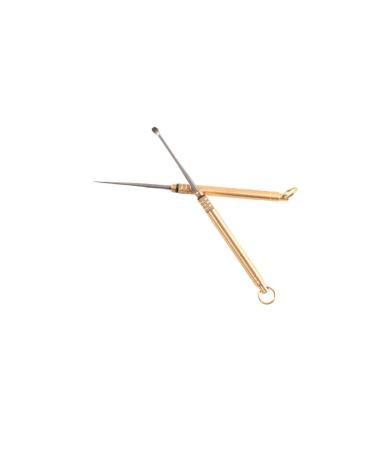 DOITOOL Earwax Removal Tool 2Pcs Portable Titanium Toothpick Ear Spoon Waterproof Ear Pick Teeth Ear Cleaning Tool with Brass Barrel for Home Dinner Golden