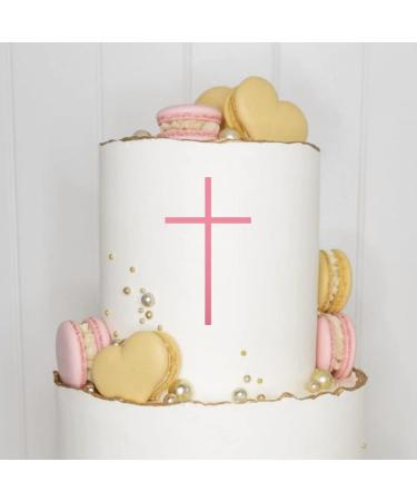 Cake topper (cross) charm acrylic/wood baptism communion confirmation confirmation cake plug cake cake plug decoration caketopper (2 pieces pink) pink 2 pieces