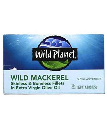 Wild Planet Wild Mackerel Fillets in Organic Extra Virgin Olive Oil | Skinless & Boneless | 4.4 oz (Pack of 12) | Mercury Tested - Buy Online on GoSupps.com
