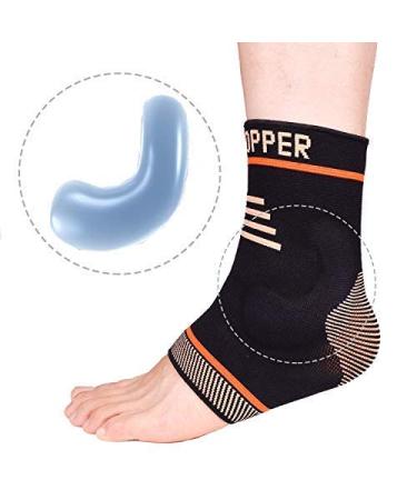 THX4COPPER Infused Compression Ankle Brace Silicone Ankle Sleeve Support Pain Relief from Plantar Fasciitis Achilles Tendonitis- Reduce Foot Swelling & Prevent Ankle Single Medium