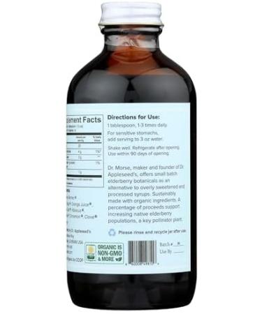 Dr. Appleseed's Organic Black Elderberry Syrup Max Strength 28,000mg Kids + Adults Daily Immune Support Doctor- Formulated Science-Backed Pure Vegan 48 Day Supply 8 Fl Oz - Buy Online on GoSupps.com