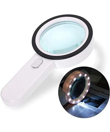 ecaqlin Magnifying Glass 20X Large Magnifier with Light LED Illuminated Handheld Premium High Power Magnifying Glass for Reading Books Seniors Macular Degeneration Stamps - Buy Online on GoSupps.com