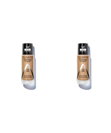 Almay Skin Perfecting Comfort Matte Foundation Hypoallergenic Cruelty Free Fragrance-Free Dermatologist Tested Liquid Makeup Warm Cashew 1 Fluid Ounce (Pack of 2)