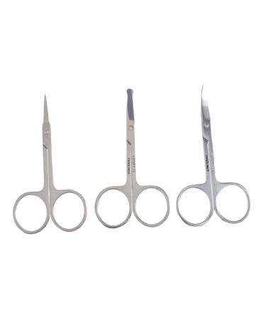 FRCOLOR 3pcs Facial Hair Scissors for Men Curved Craft Scissors Curved Nose Scissors Straight Scissors Small Scissors Hair Cutting Nose Hair Scissors Round Head Man Beauty Scissors