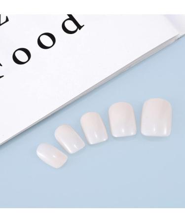Sethexy Short Square White False Nails - Glossy Pure Color Collection | 24Pcs Full Cover Press on Acrylic Stick on Nails for Women and Girls - Buy Online on GoSupps.com