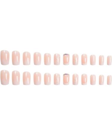 SINLOV Short Medium Square Fake Nails Crystal Glossy Press on False Nails Pink Nude Ballerina Artificial Finger Nails French Full Cover False Nails for Women and Girls - Buy Online on GoSupps.com