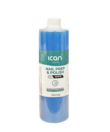 ican Nail Prep & Polish 2 in 1 Wipe Gel Polish Residue Cleaner Multi-Purpose for Sanitiser For Nail Care 500ml