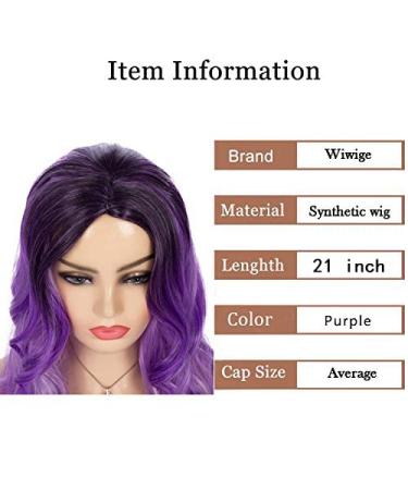 Wiwige Long Curly Wavy Ombre Purple Synthetic Wig for Women - Perfect for Daily Wear, Parties, Halloween & Cosplay with Free Wig Cap Included - Buy Online on GoSupps.com