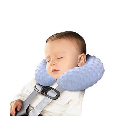 Baby Travel Pillow Toddler Soft Inflatable Neck Pillow Infant Head Neck Support Pillow Cushion for Car Seat Pushchair Airplane Train Kids Children Neck Pillow Chin Support for Boys Girls 0-8 Years Blue