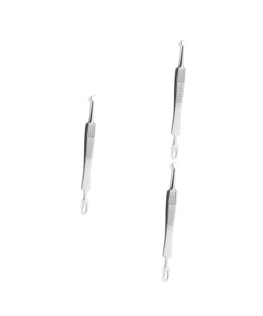 Outanaya 9 Pcs Clip Kit Spot Tweezers Pimple Blackhead Tweezers Silver Stainless Steel