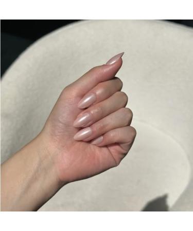 LADYING 24 pcs Moonlight Glitter Gel False Nails Short Glossy Pink Almond Press on Nails French Tip Pattern Reusable Fake Nails Short with Nail Glue UV Oval Stick on Nails for Women 1 count (Pack of 1) gel&glitter pink2 - Buy Online on GoSupps.com