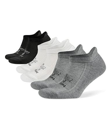 Balega Hidden Comfort No-show, Heel Tab, Running Socks for Men and Women (3 Pairs, White & Black & Charcoal) Large