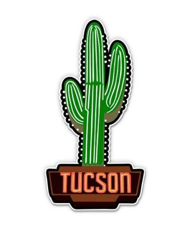 Tucson Cactus Arizona - 3" Vinyl Sticker - for Car Laptop Water Bottle Phone - Waterproof Decal