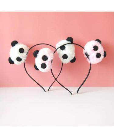 4 Pcs Panda Headband Furry Hair Hoop - Cute Cartoon Pom Pom Hair Accessories for Girls - Buy Online on GoSupps.com