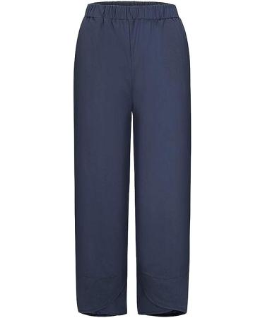 Meymia Women's Cotton Linen High Rise Map Printed Pants - Navy, Large - Buy Online on GoSupps.com