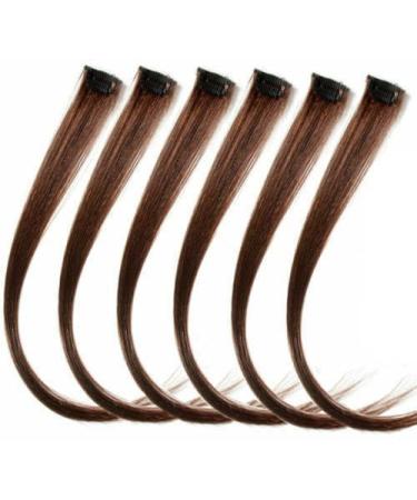 Forever Young 6 Piece 18" Clip in Human Hair Extension Highlight Set Medium Brown #4