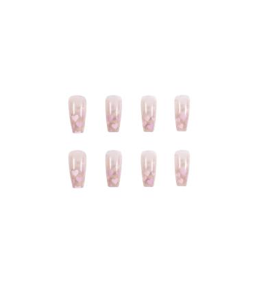 Justotry 24 Pieces Heart Coffin Press-On Nails | Pink French Valentine s Day Ballerina Fake Nails for Women - Buy Online on GoSupps.com