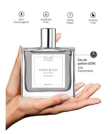 EMS Roossa Blaack Perfume for Men | Amber Musky Warm Spicy Fragrance | EDP Strong and Long Lasting Spray | Luxury Gift for Him | (50ml / 1.7 Fl Oz) - Buy Online on GoSupps.com