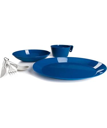 GSI Outdoors Cascadian 1 Person Table Set for Camping & Outdoors - Plate, Bowl, Mug Cup & Cutlery Blue