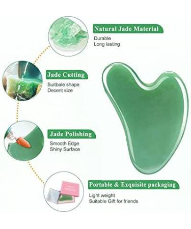 Natural Heart-Shaped Gua Sha Stone - 100% Jade Massage Tool for Face Neck & Skin Care | Relaxing Beauty Essential (Green) - Buy Online on GoSupps.com