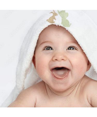 2 Soft White Baby Hooded Bath Towel Elephant & Rabbit Embroidery 100% cotton Bath Time Baby Gifts for Baby Shower Present 75cm x75cm - Buy Online on GoSupps.com