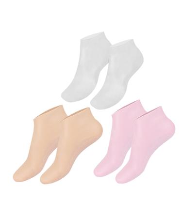 POPETPOP 3 Pairs Moisturizing Socks Foot Lotion Hydrating Lotion Silicone Socks Foot Care Gel Socks for Dry Cracked Feet Women Non Socks Lotion Socks Sole of Foot Sebs Casual Socks