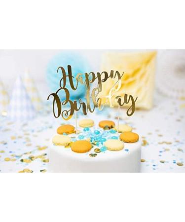 Schnooridoo Cake Topper - Elegant Happy Birthday Gold Cake Decoration for Weddings & Birthdays - International Shipping Available - Buy Online on GoSupps.com