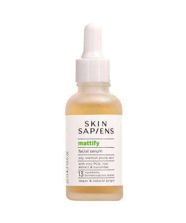 SKIN SAPIENS MATTIFY Facial Serum with Zinc PCA and lilac extract Reduces Oiliness natural Ecocert Cosmos for men and women Cruelty Free and Vegan Skincare for Oily or Blemish-Prone Skin 30 ml.