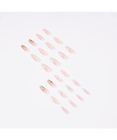 BSLVWG 24 Pieces Multi-Colored Almond Press-On Nails | Short Nude Swirl & Wave Pattern Stick-On Nails for Women | Oval Artificial Nails with Glue - Buy Online on GoSupps.com