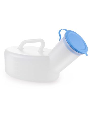 AWOKEN Urinals for Men, Pee Urinal Bottle 800ml, Spill Proof Lid Urinary Chamber Elderly Kids and Patients -Male Plastic Pee Urinal Bottle 1x Men Urinal - White and Blue