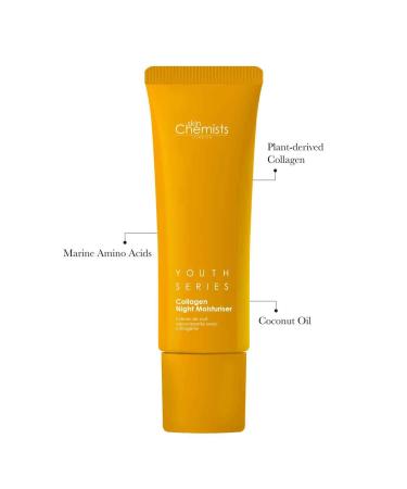 Skin Chemists Collagen Anti Aging Night Moisturiser - Plant-Based Collagen & Marine Amino Acids | Best Anti Aging Face Cream (50ml) for Daily Skin Care - Buy Online on GoSupps.com