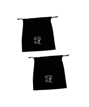 HAPINARY 2 Pcs Hair Dryer Storage Bag Hair Dryer Supplies Hair Blower Pouch Jewels for Hair Flannel Black