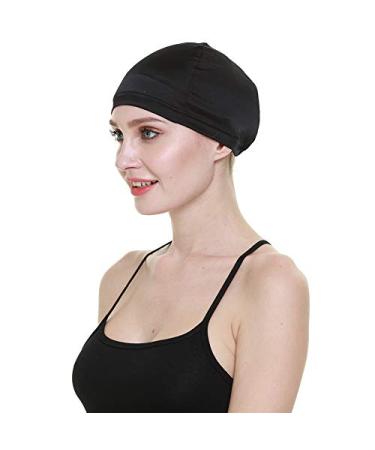 Wig Cap-100% Mulberry Silk Breathable Soft for Bald Head Available All The Year Black Silk