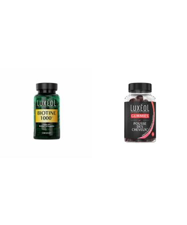 Lux ol Biotine 1000 g Favorise la Pousse des Cheveux Made in France 90 G lules 28 6 g & Gummies Pousse Cheveux - Stimulation Du Bulbe Capillaire - Ar me Naturel Go t Fraise - 60 Gummies