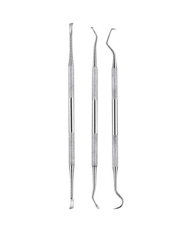 POPETPOP Stainless Spatula Dog Dental Tooth Scaler Scraper Dog Tartar Remover Stainless Double Headed Tartar Remover Scraper Pet Teeth Cleaning Tools for Dog Cat Silver Stainless Steel Cleaner