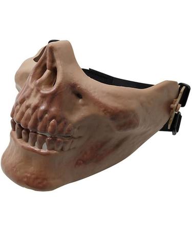 Half Skull Airsoft Mask - Creative Protection for Halloween & Masquerade Parties | Tan - Buy Online on GoSupps.com
