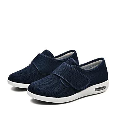 Women's Diabetic Shoes Extra Wide Width Adjustable Strap Edema Shoes Stylish Outdoor Walking Shoes Sneakers Support for Swollen Feet Diabetic Edema Bunions Plantar Fasciitis 6.5 Navy Blue