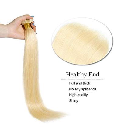 Elailite Virgin Remy Hair Extensions - Brazilian Straight Hair 10-24 #613 Bleached Blonde - 100g Bundle - Buy Online on GoSupps.com