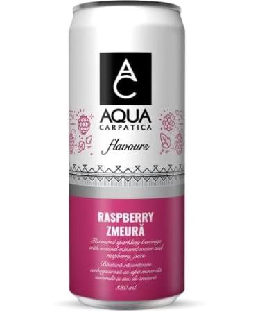 AQUA Carpatica Sparkling Raspberry Flavoured Water 330ml x 4 - Natural Fruit Juice Infused, Alkaline, Rich in Minerals - Buy Online on GoSupps.com