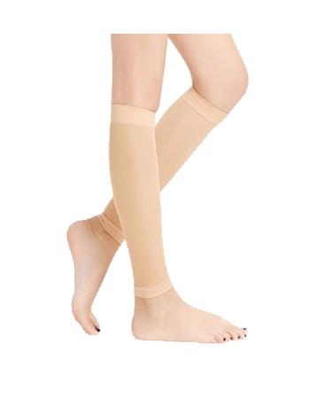 Regular graded calf compression cuffs for women and men solid support footless compression stockings for varicose veins shin rails edema recovery diabetic flights 1st 2nd degrees M