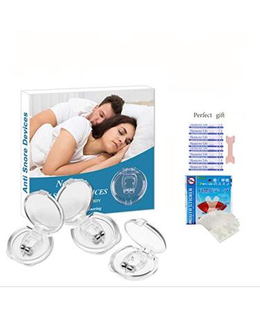 Clipple Silicone Magnetic Anti Snore Transparent Silicone Stop Snoring Device Silicone Nose Clip Tools Professional Relieve Snore Mini Comfortable Sleep Sleeping Aid for Men Women (3 pcs)