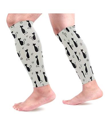visesunny Cool Black Cat Sports Compression Sleeves Leg Performance Support Shin Splint, Calf Pain Relief - Men, Women, Runners, Youth