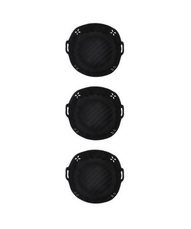 Zerodeko 3pcs Air Fryer Cooking Pot Air Fryer Supply Turkey Roasting Pan with Rack Baking Liner Blackx3pcs 20x6.5cmx3pcs