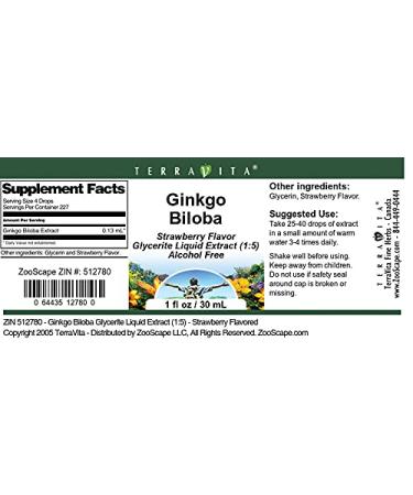 Ginkgo Biloba Glycerite Liquid Extract (1:5) - Strawberry Flavored (1 oz ZIN: 512780) - 3 Pack - Buy Online on GoSupps.com