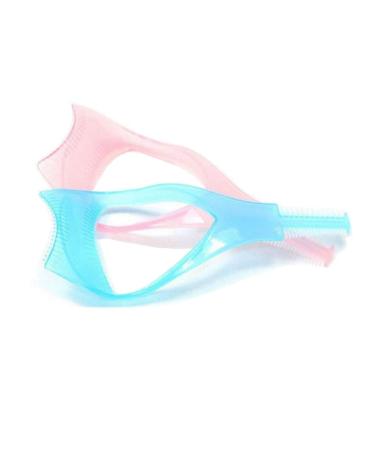 2Pcs Pink Blue Plastic 3 in 1 Makeup Eyelash Tools Upper Lower Lash Mascara Protector Cover Applicator Eyelash Brush Cosmetic Tool Curler Guard with Eyelash Comb
